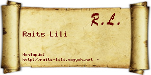 Raits Lili névjegykártya